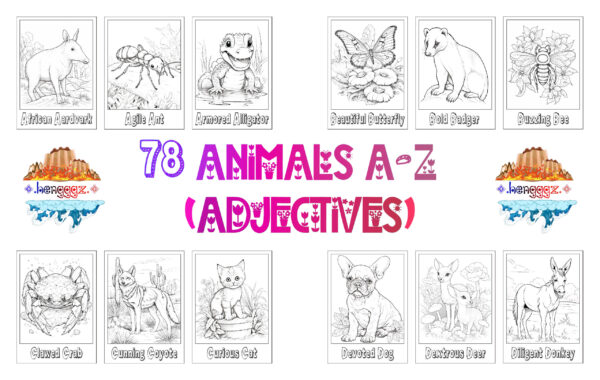 COLORING BOOK: ADJECTIVE ANIMALS