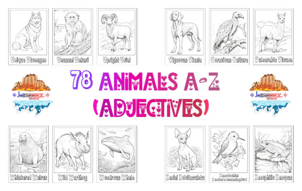 COLORING BOOK: ADJECTIVE ANIMALS