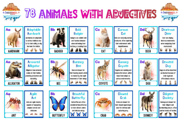 FLASHCARDS: ANIMALS WITH ADJECTIVES