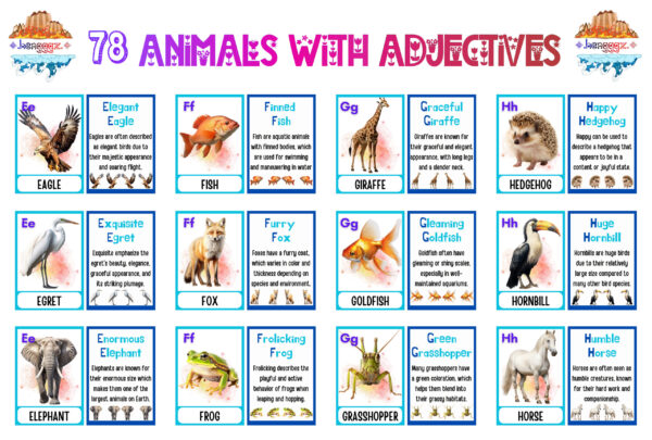 FLASHCARDS: ANIMALS WITH ADJECTIVES