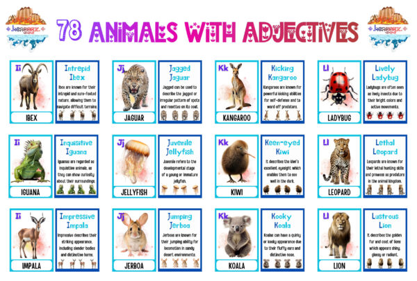 FLASHCARDS: ANIMALS WITH ADJECTIVES