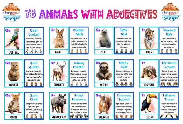 FLASHCARDS: ANIMALS WITH ADJECTIVES