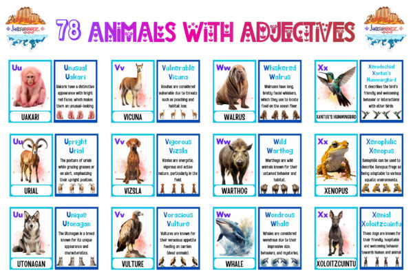 FLASHCARDS: ANIMALS WITH ADJECTIVES